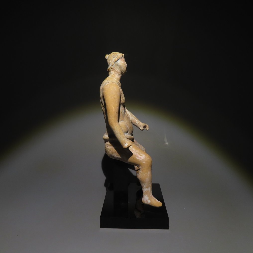 Altgriechisch Terracotta Reiter mit Helm. 4. Jahrhundert v. Chr. 21 cm hoch. Spanische Importlizenz. #3.2