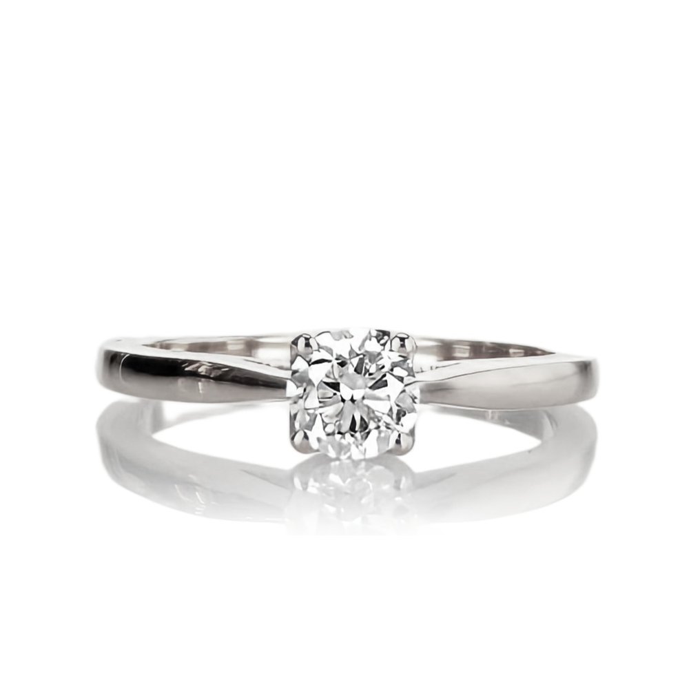 Engagement ring - 14 kt. White gold -  0.41ct. tw. Diamond  (Natural) #1.1