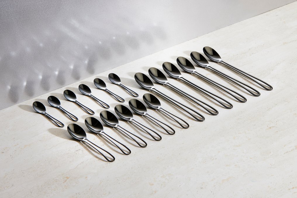 The OUTLINE Coffee spoon set Espresso, Coffee and Latte Spoons - Maarten Baptist - 餐具套裝 (18) - PVD 黑色涂层 - 钛涂层 #1.0