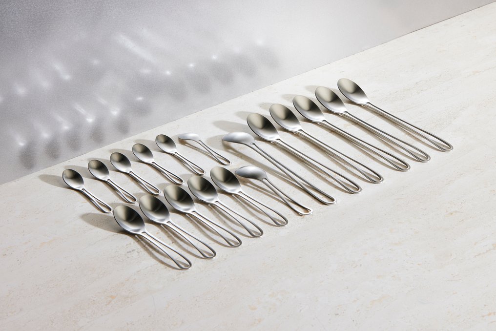 The OUTLINE Coffee spoon set Espresso, Coffee and Latte Spoons - Maarten Baptist - Cutlery set (18) - MATTE satin finish - stainless steel matte finish #2.1