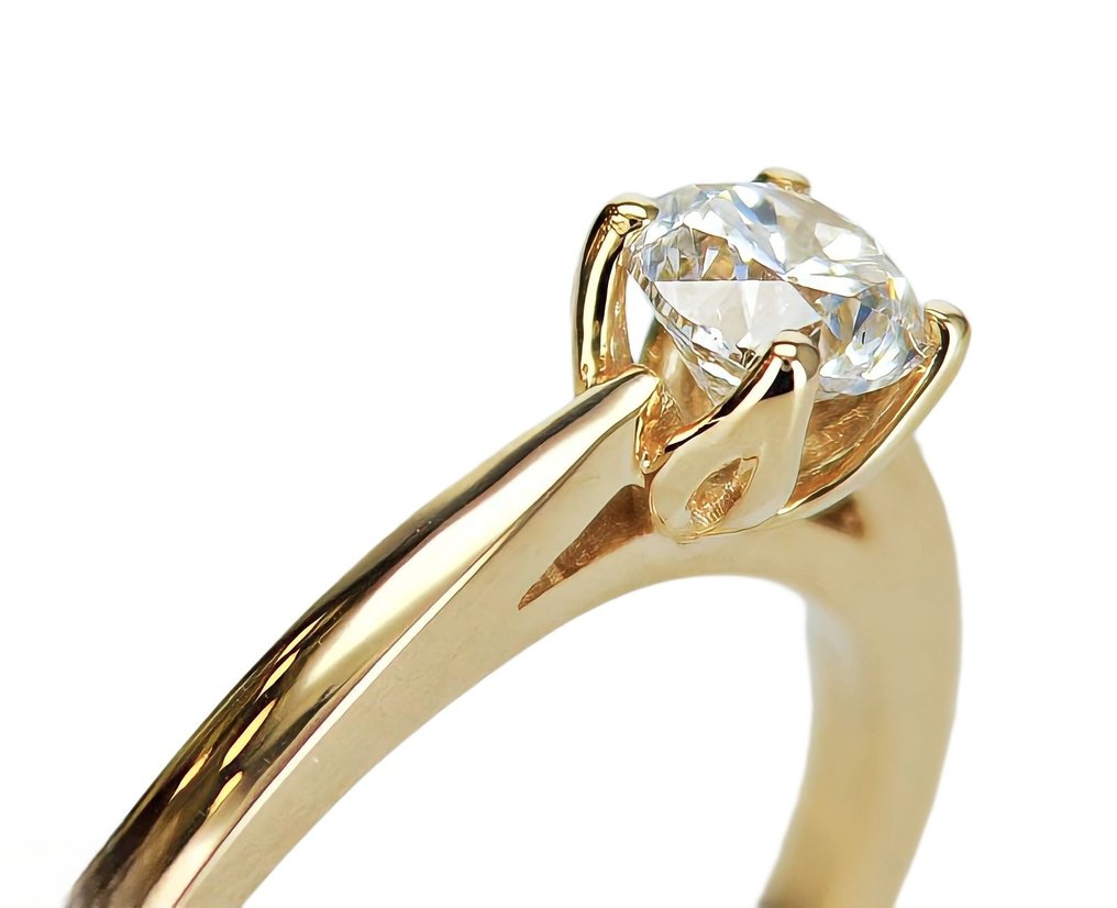 Engagement ring - 14 kt. Yellow gold -  0.41ct. tw. Diamond  (Natural) #3.2