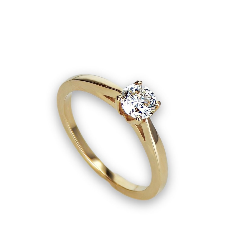Engagement ring - 14 kt. Yellow gold -  0.41ct. tw. Diamond  (Natural) #2.2