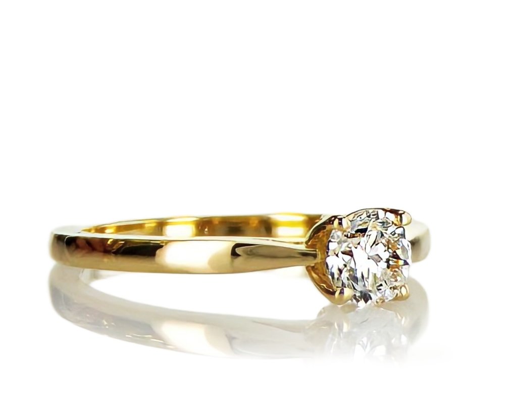 Engagement ring - 14 kt. Yellow gold -  0.41ct. tw. Diamond  (Natural) #1.1