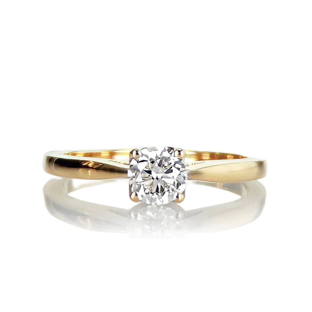 Engagement ring - 14 kt. Yellow gold -  0.41ct. tw. Diamond  (Natural) #2.1