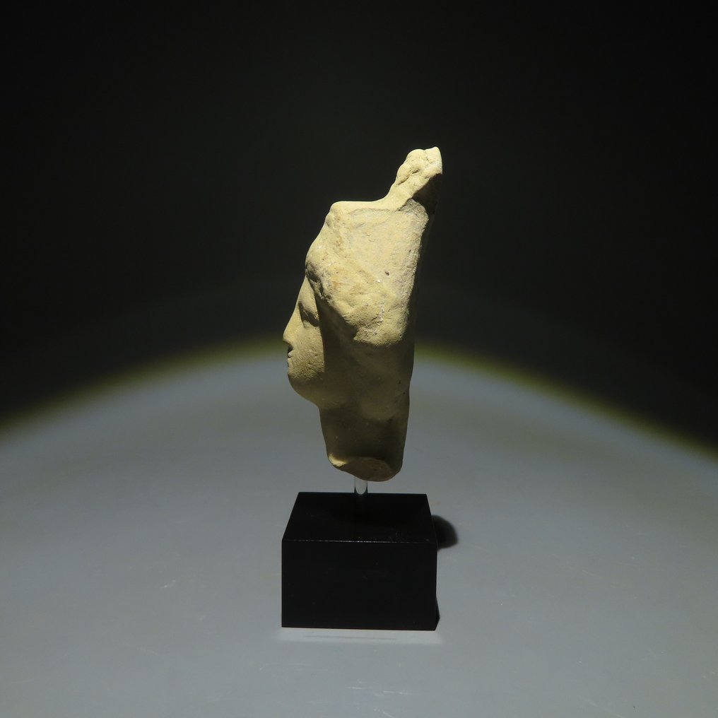 Oldtidens Hellas, mykensk Terrakotta Hode figur. 4. århundre f.Kr. 7,5 cm t. spansk importlisens. #2.1