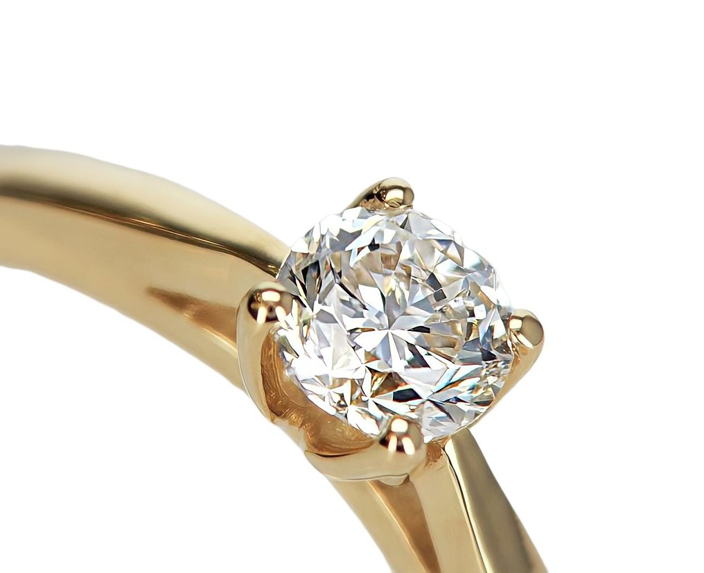 Engagement ring - 14 kt. Yellow gold -  0.41ct. tw. Diamond  (Natural) #3.1