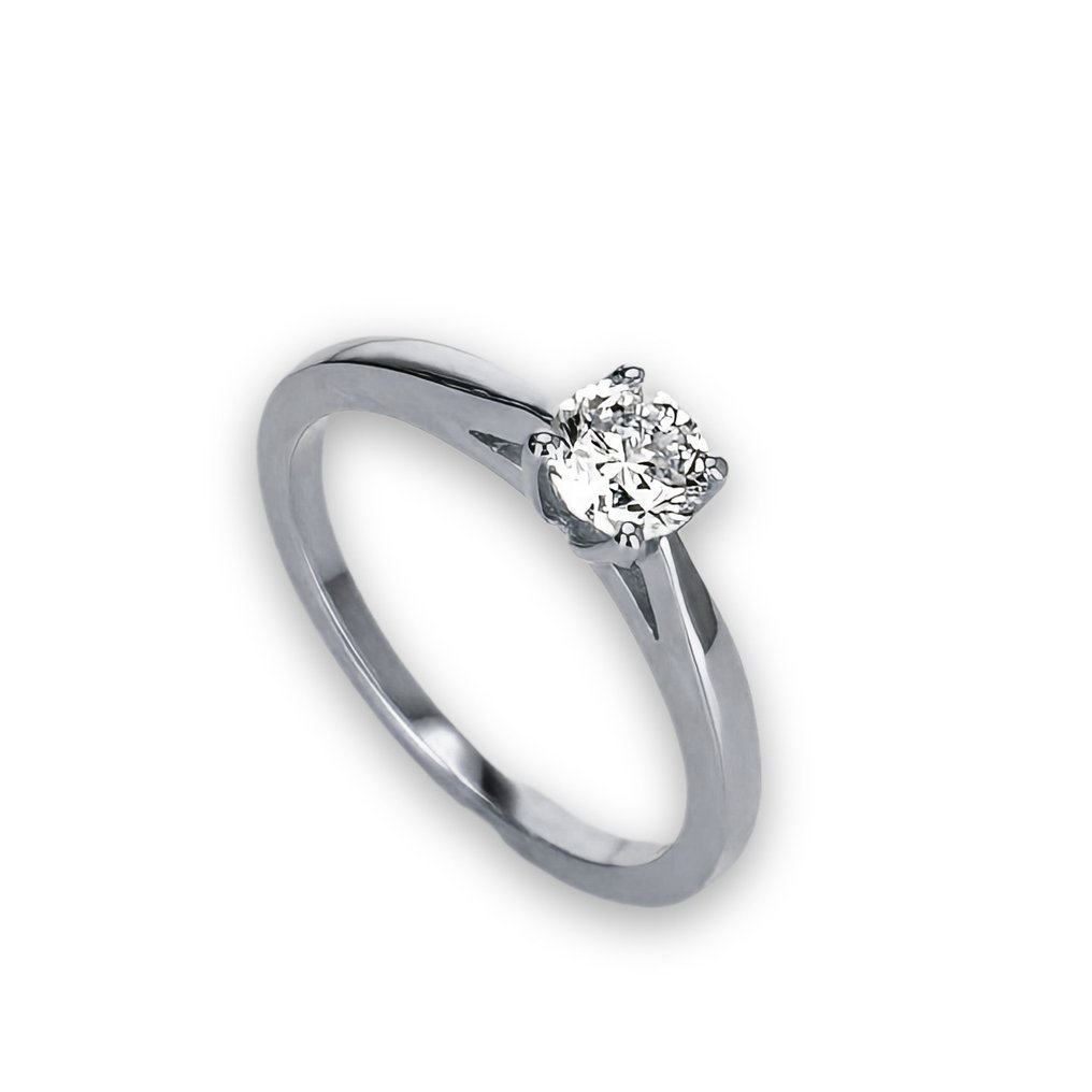 Engagement ring - 14 kt. White gold -  0.41ct. tw. Diamond  (Natural) #1.2
