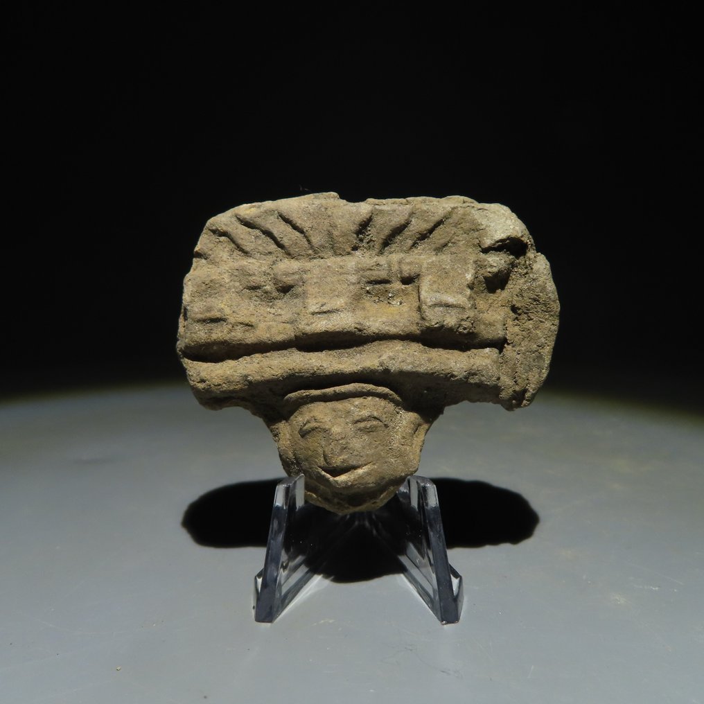 Teotihuacán, México Terracotta Head Figure. 100-500 AD. 4.4 cm. Spanish Import License. #1.2