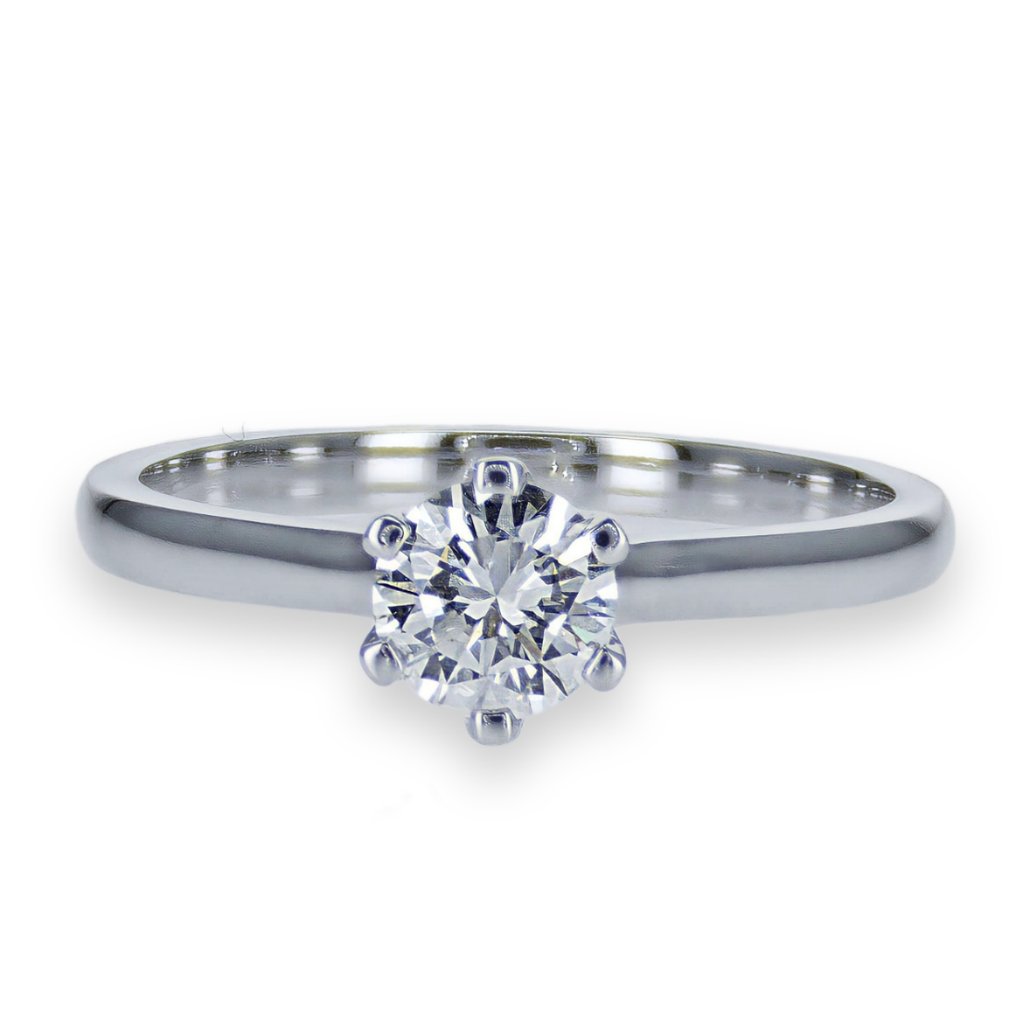 Engagement ring - 14 kt. White gold -  0.40 tw. Diamond  (Natural) #1.1