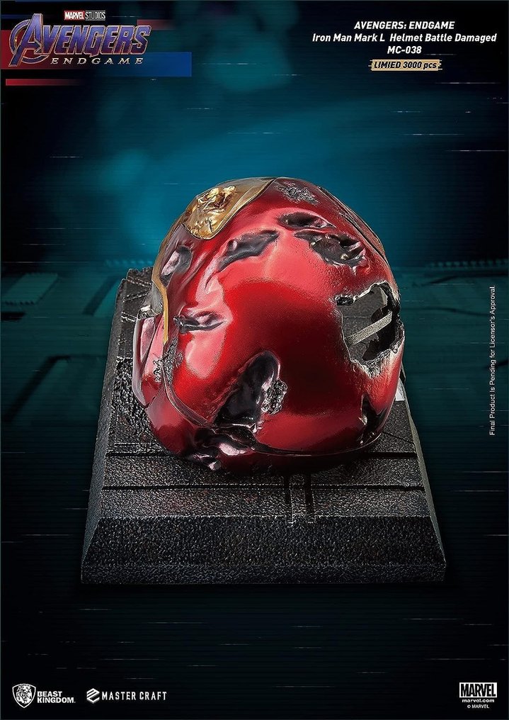 Endgame - MARVEL -  - Adereço de filme Vingadores: Ultimato - Batalha de capacete do Homem de Ferro Mark50 danificada 1/1 #2.1