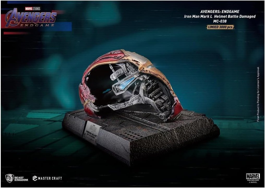 Endgame - MARVEL -  - Adereço de filme Vingadores: Ultimato - Batalha de capacete do Homem de Ferro Mark50 danificada 1/1 #1.1