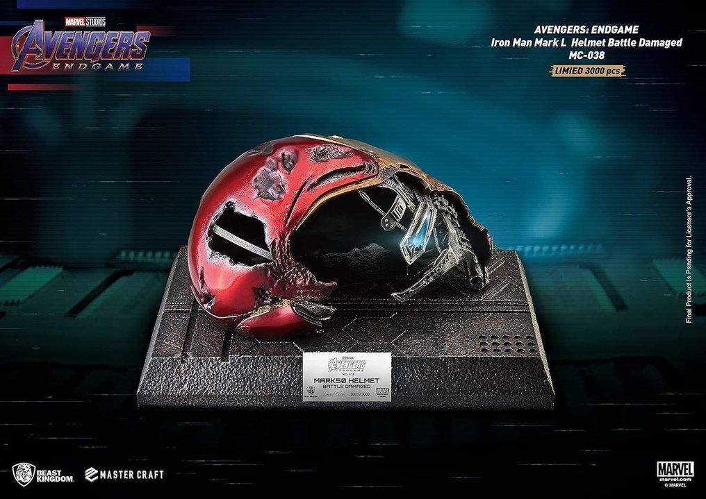 Endgame - MARVEL -  - Elokuvarekvisiitta Avengers: Endgame - Iron Man Mark50 Helmet Battle Damaged 1/1 #3.1