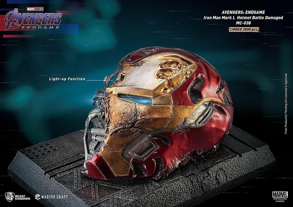 Endgame - MARVEL -  - Adereço de filme Vingadores: Ultimato - Batalha de capacete do Homem de Ferro Mark50 danificada 1/1 #3.2