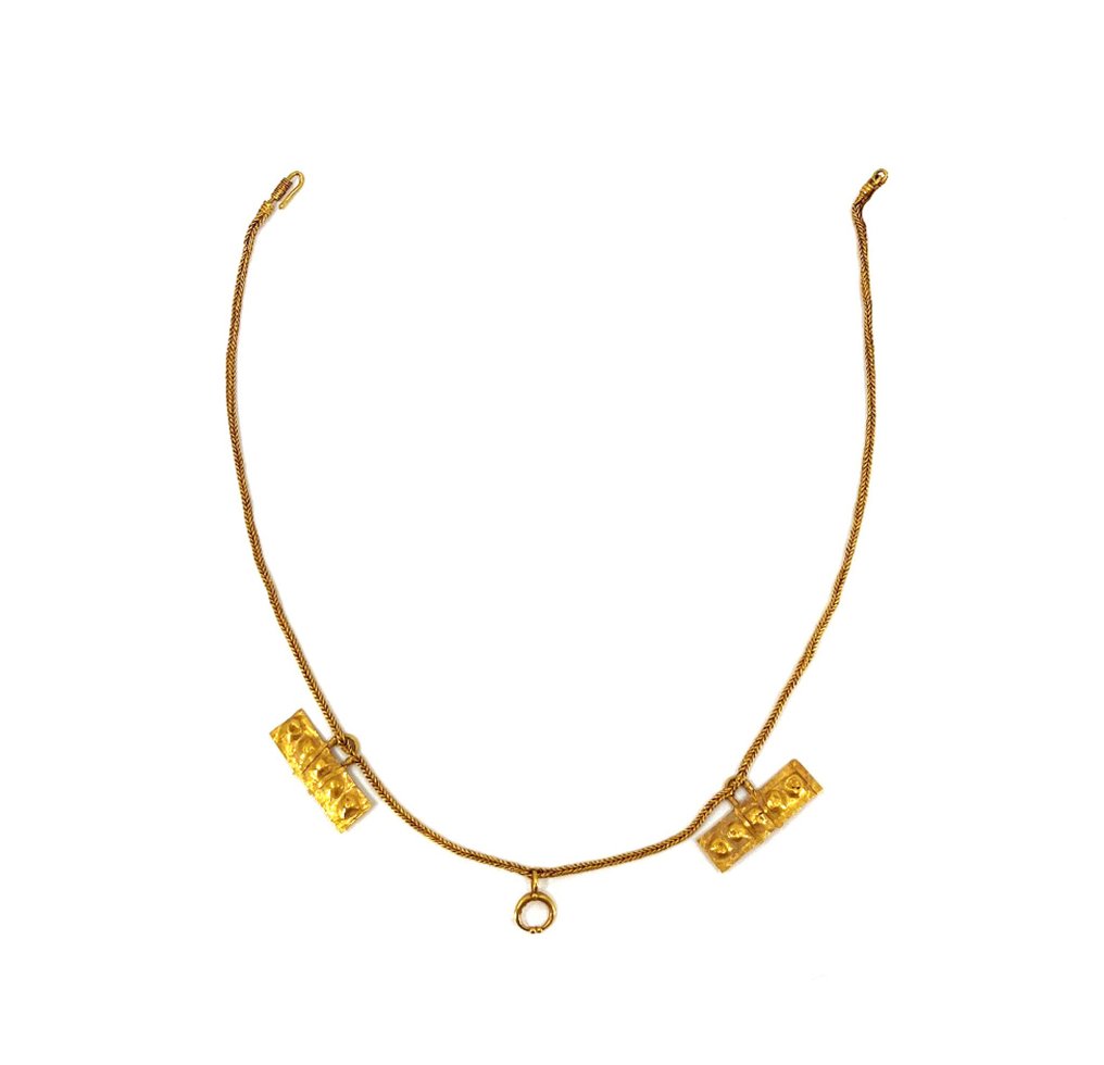 金色 項鍊飾有新月形吊墜。西元1-3世紀 - 40 cm #1.2