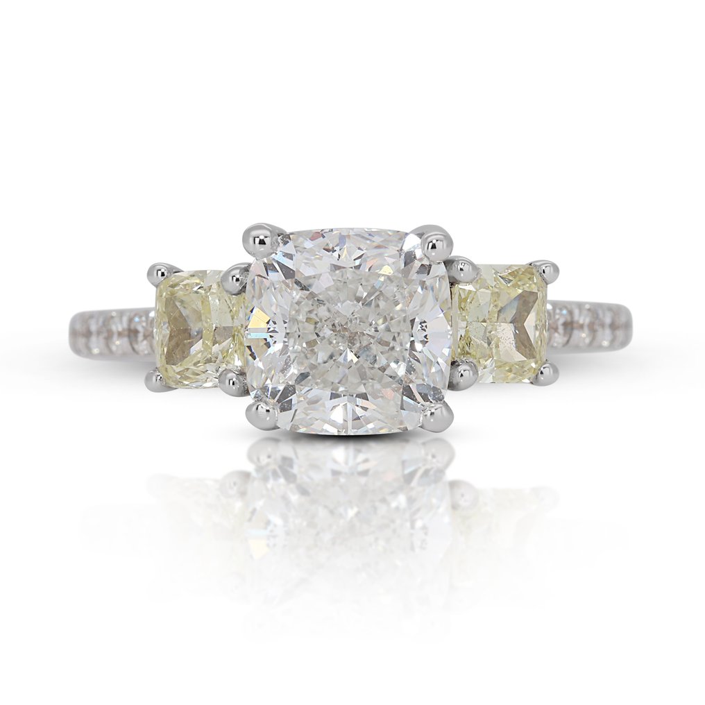 Anello - 18 carati Oro bianco -  2.57ct. tw. Diamante  (Naturale) - Diamante #1.1