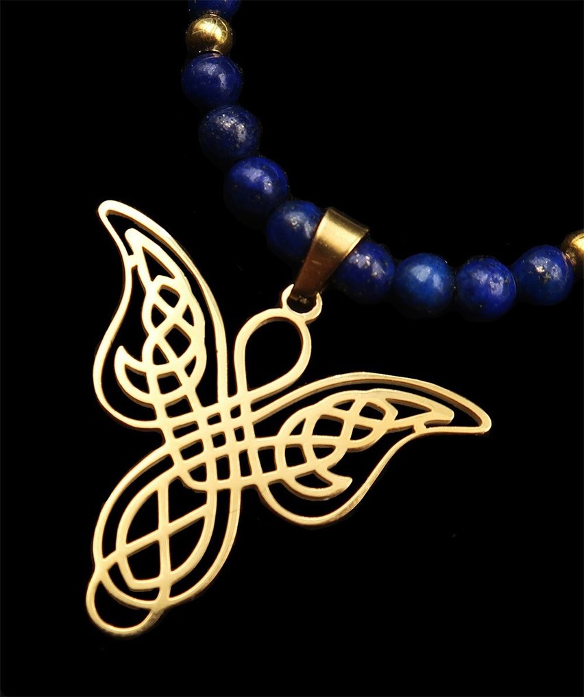 Lápis-lazúli - Colar do Anjo Guardião: Proteção Celestial e Presença Divina - Fecho Ouro 14K Gold Filled - Colar #2.1