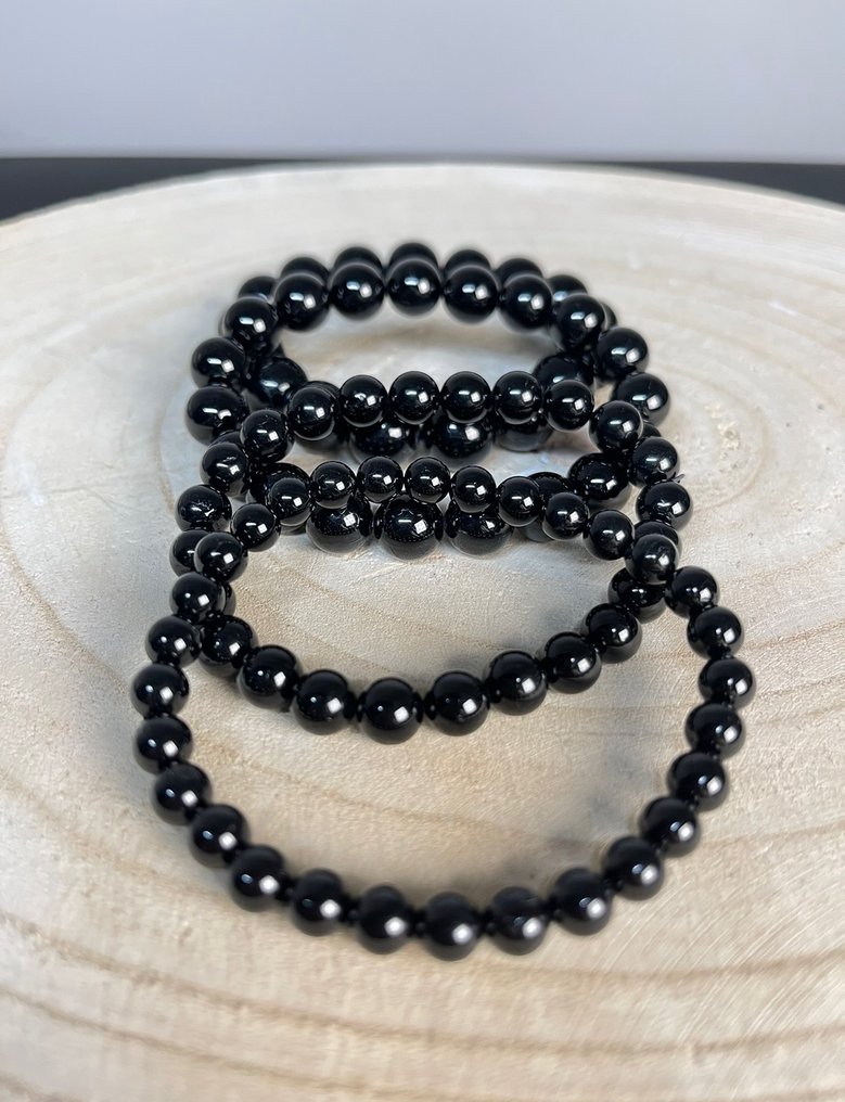 Schwarz Turmalin Armbandset 6mm, 8mm, 10mm und 12mm Kraft der Erde- 110 g - (4) #2.1