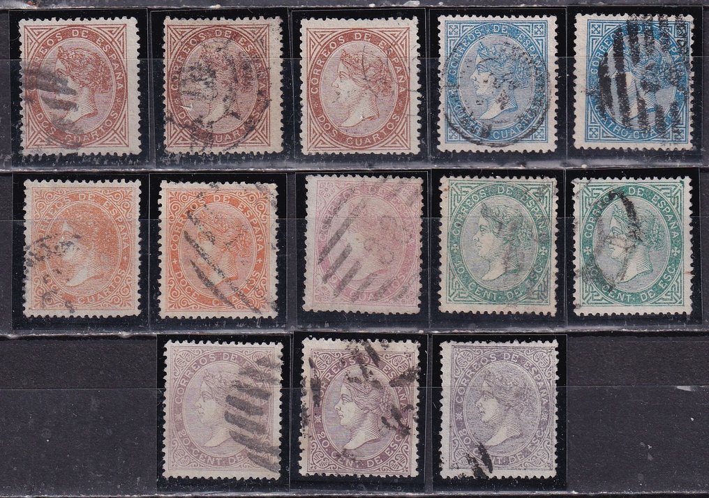 Spain 1867 - Isabel II - Complete series with varieties - Edifil 87/92b #1.0