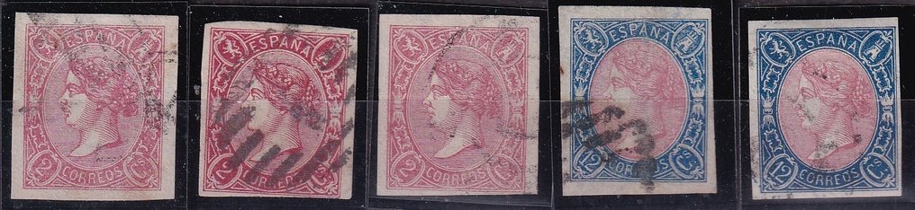 Spagna 1865 - Isabel II. Edifil 69/73a - Serie completa con varietà #1.0
