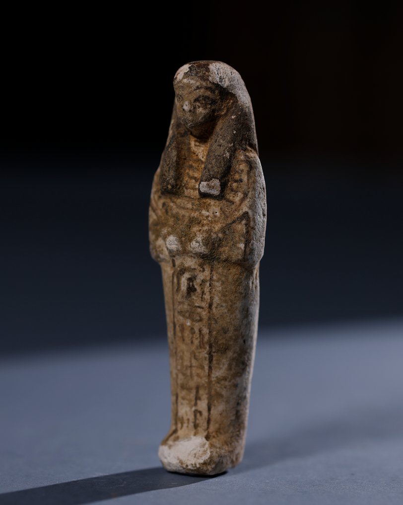 古埃及，新王国 Faience Shabti, 阿蒙歌手马蒂。带报告 - 10.6 cm #1.2