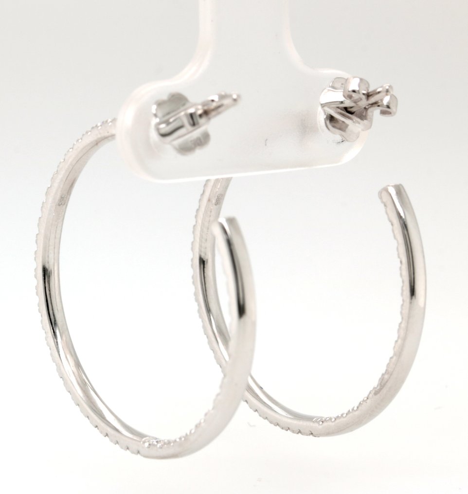 Boucles d'oreilles cerceau Or blanc Diamant  (Naturelle) #2.1