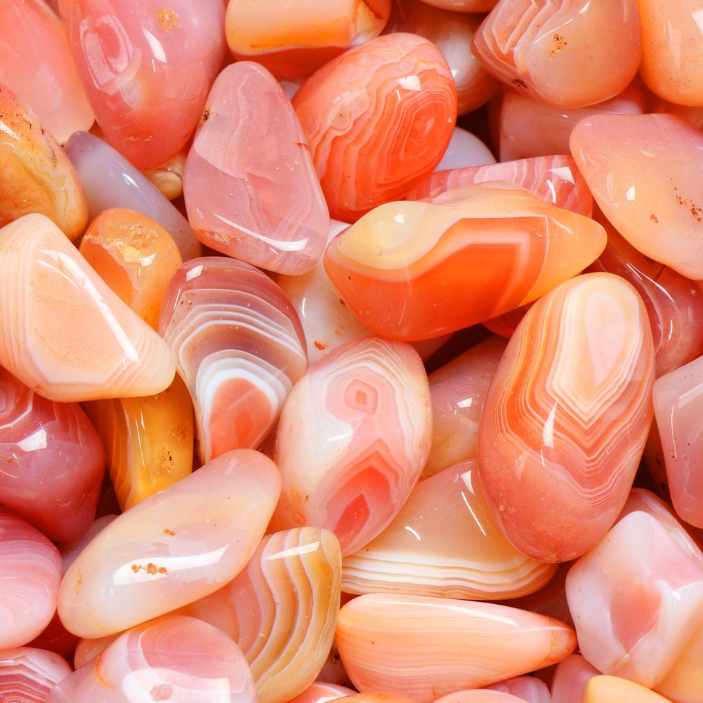 AAA-Qualität - 'Peach' Botswana Achat - Trommelsteine - Großhandelsposten- 3 kg #1.2