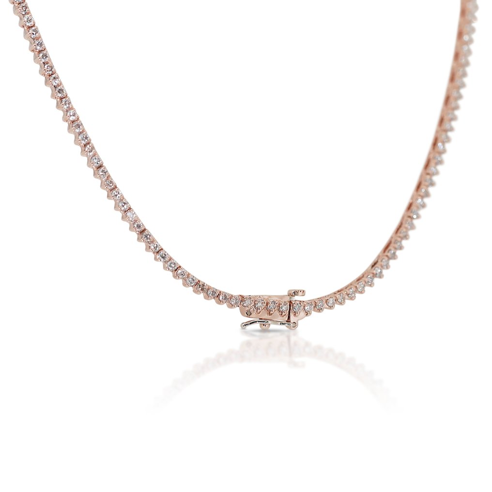 Halskette - 14 kt Roségold -  7.71 tw. Diamant  (Natürlich) #2.1