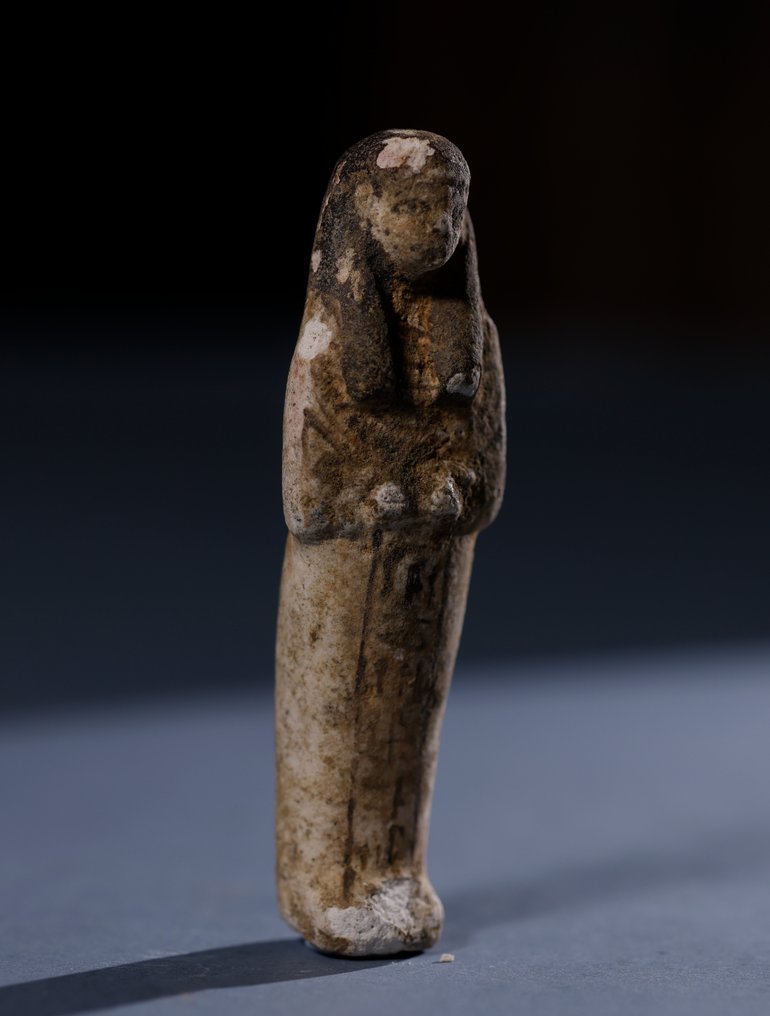 Antiguo Egipto, Imperio Nuevo Fayenza Shabti, of the singer of Amon, Maaty. With report - 10.6 cm #2.1