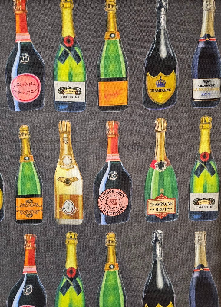 Tecido exclusivo Champagne com garrafas prestigiosas. - Têxtil  - 200 cm - 280 cm #1.0