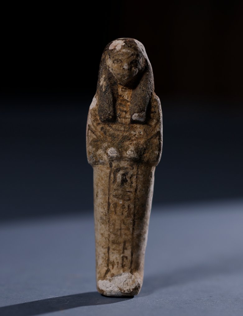 Ancient Egypt, New Kingdom Faience Shabti, of the singer of Amon, Maaty. With report - 10.6 cm #1.1