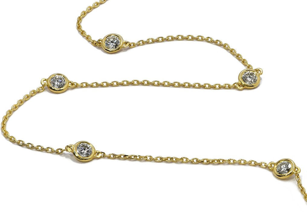 Halsband Gult guld Diamant  (Natural) #2.3