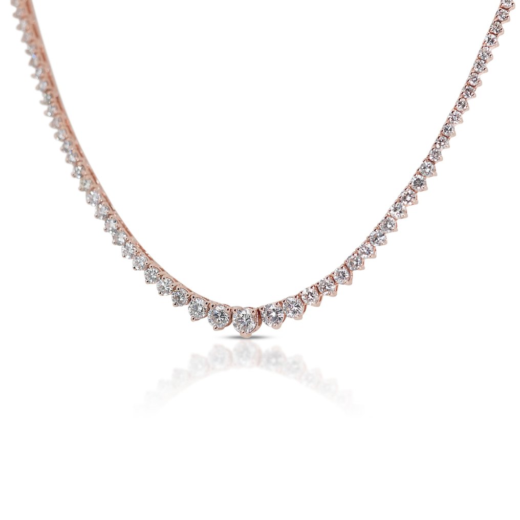 Halskette - 14 kt Roségold -  7.71 tw. Diamant  (Natürlich) #1.2