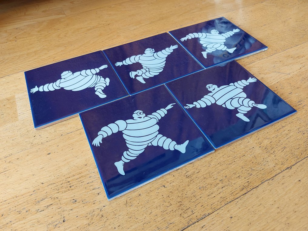  Tile (5) - Bibendum - New! Michelin - 1960-1970 - Five tiles  #1.0