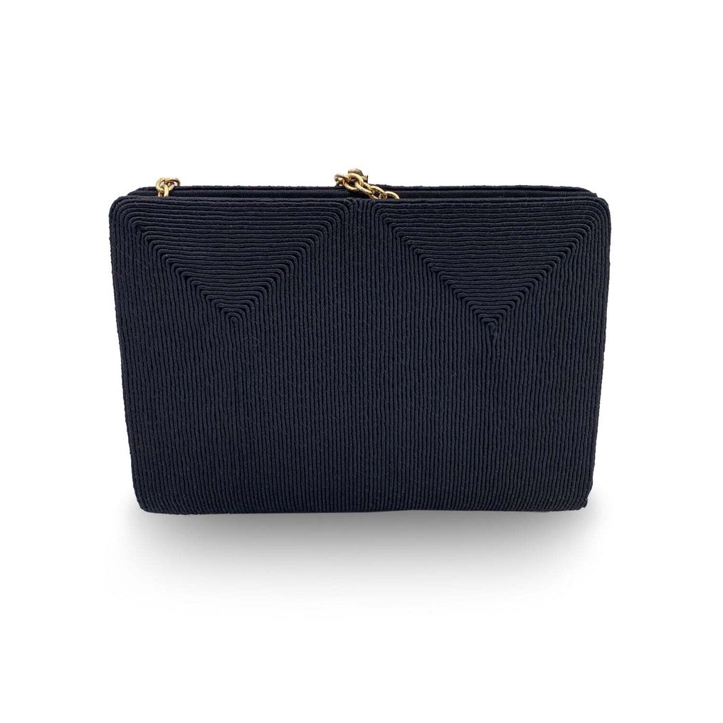 Gucci - Vintage Black Fabric Bows Evening Bag with Chain Strap - Geantă de umăr #2.1