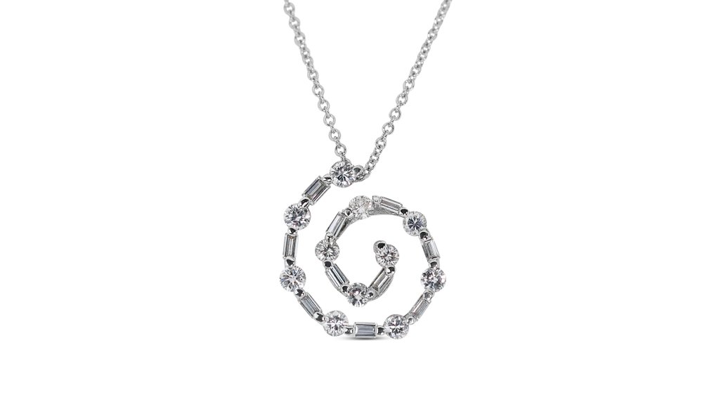 Collier avec pendentif - 18 carats Or blanc -  1.43ct. tw. Diamant  (Naturelle) - Diamant #1.1