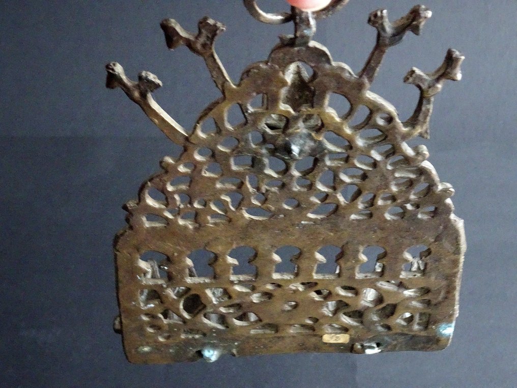 Hanukkah lampe - Bronze - Marokko - 19. århundrede #3.2