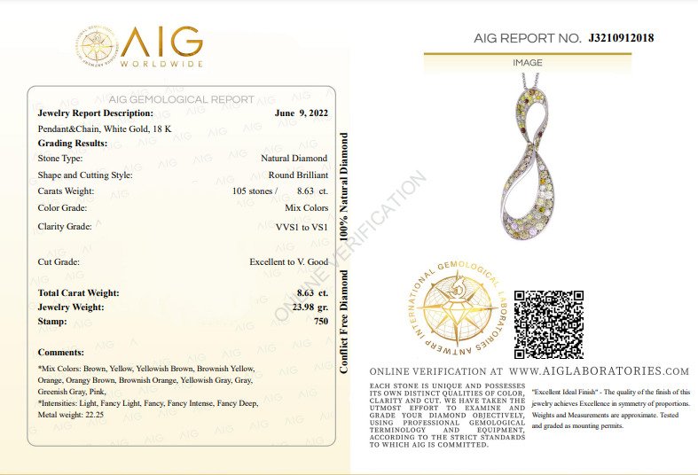Halskette Weißgold -  8.63ct. tw. Diamant  (Natürlich) #2.1