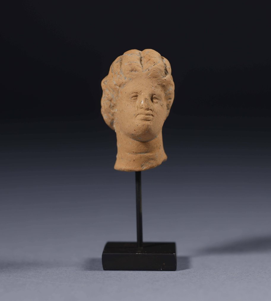 Antico Greco Terracotta Testa femminile - 4 cm #1.1