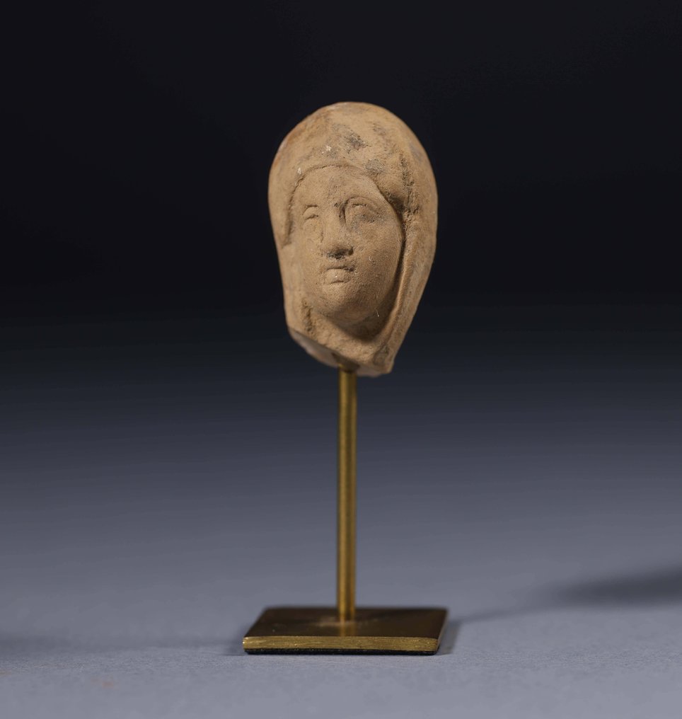 Antico Greco Terracotta Testa femminile - 3.5 cm #1.2
