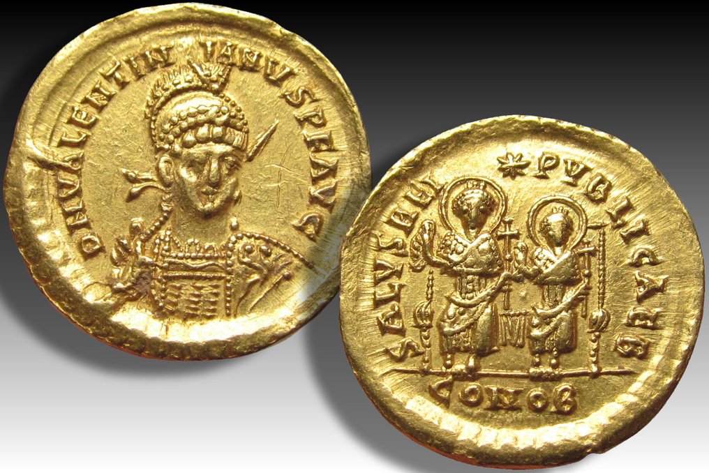 Romarriket. Valentinian III (AD 424-455). Solidus Constantinople 2nd officina (B) circa 425-429 A.D. #2.1
