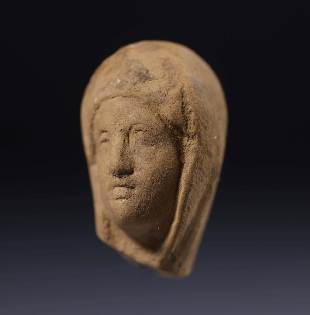 Antico Greco Terracotta Testa femminile - 3.5 cm #1.1