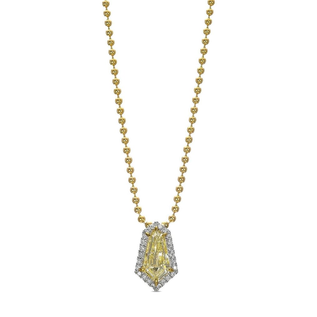 Halskette mit Anhänger Gelbgold Diamant  (Natürlich farbig) #2.1