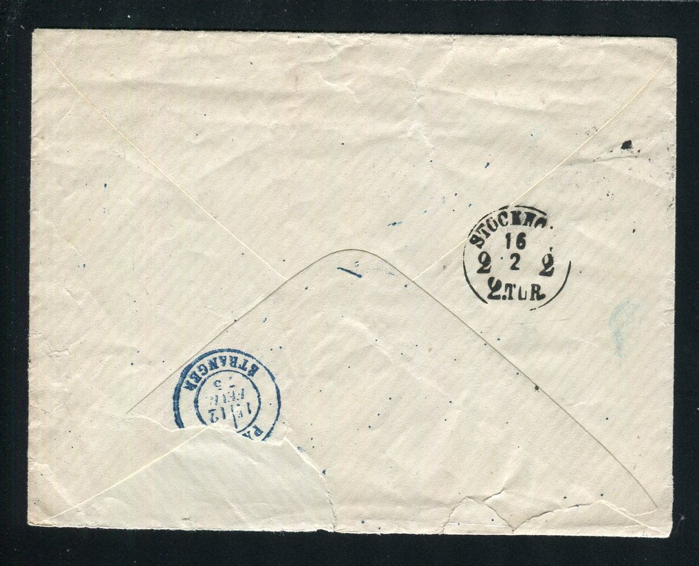 Frankreich 1875 - Hervorragender und seltener Brief von Paris nach Stockholm mit einem Paar Nr. 56 #3.1