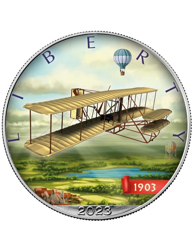 Ηνωμένες Πολιτείες. 1 Dollar 2023 "Airplane"  1 Oz (.999)  (χωρίς τιμή ασφαλείας) #1.0