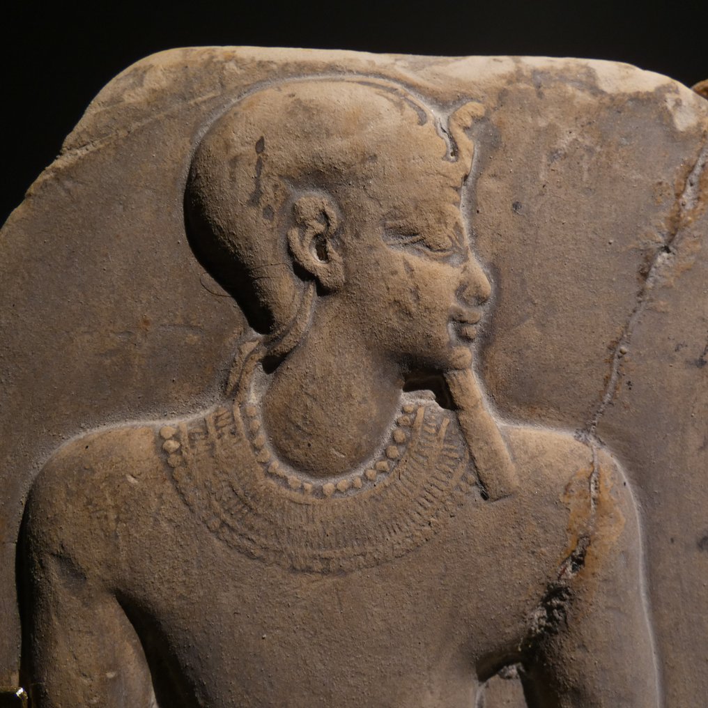 Starożytny Egipt Wapień Ważna ulga faraona. 13 cm wys. #1.2