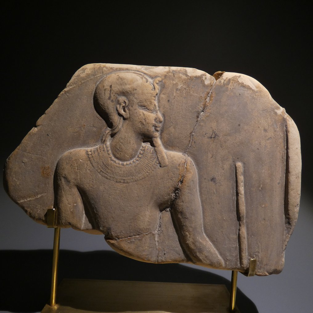 Starożytny Egipt Wapień Ważna ulga faraona. 13 cm wys. #1.1