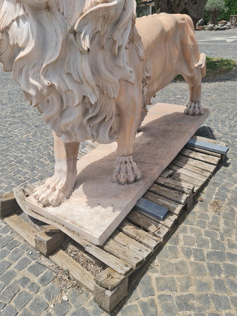 sculptuur, Coppia Leoni Palazzo - 160 cm - Roze Marmeren Portugal #2.2
