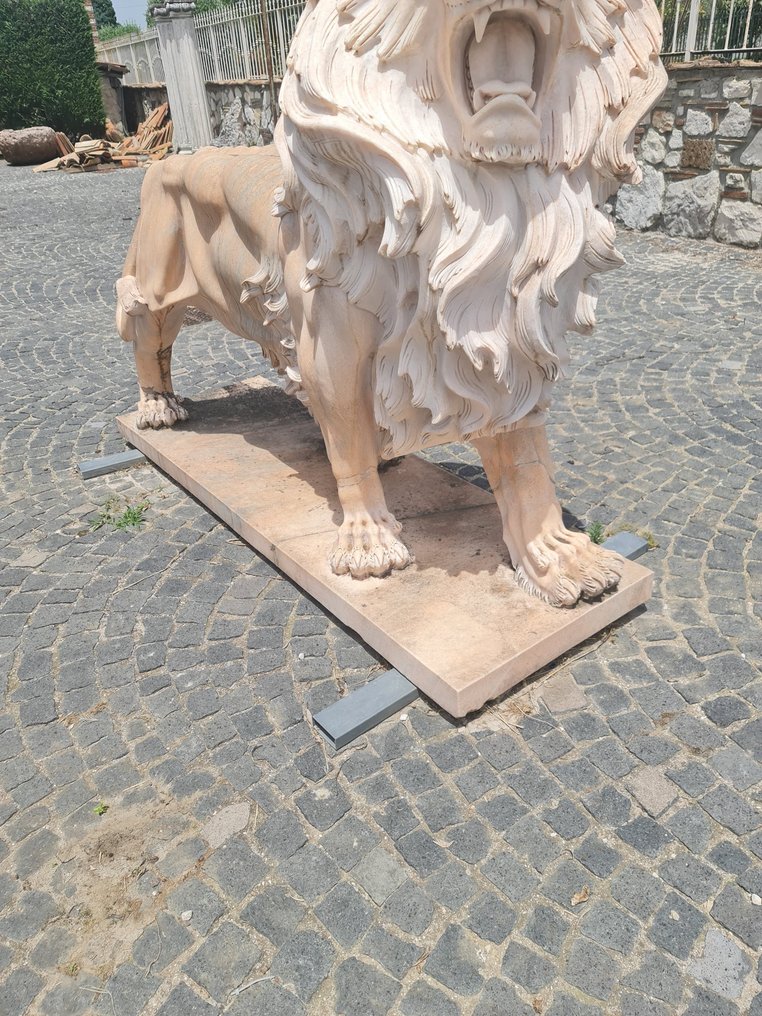 sculptuur, Coppia Leoni Palazzo - 160 cm - Roze Marmeren Portugal #3.2