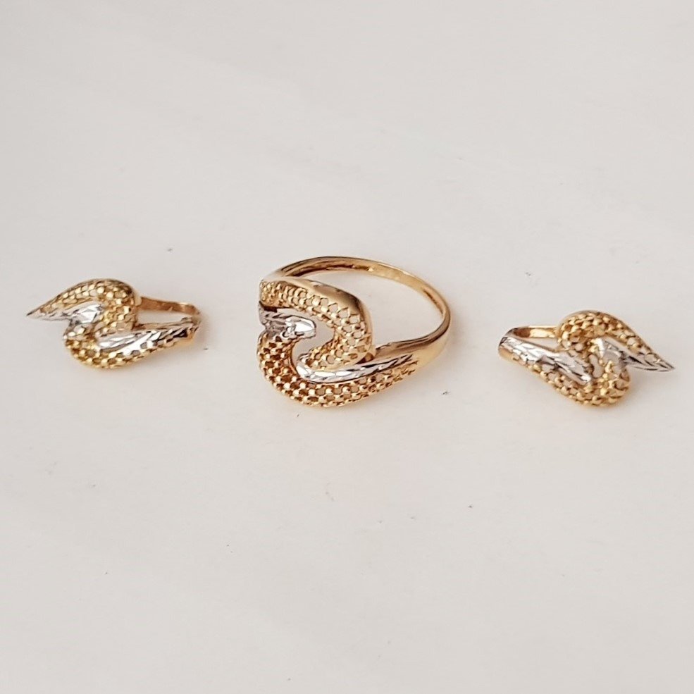 Drop fülbevaló - 18 kt. Fehér arany, Sárga arany #2.1