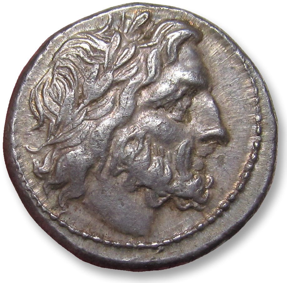 Romerska republiken. Victoriatus Anonymous issue, uncertain mint in Sicily circa 211-208 B.C. - beautiful example #1.2